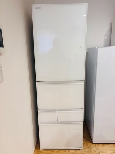 東芝 冷蔵庫 幅60㎝ 411L グランホワイト GR-T41GXKL (EW) 5ドア 左