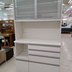 リユースのサカイ栃木店★ジモティ割あり★ 大川家具 レンジボード ホワイト W117×D49×H205 クリーニング済み TC9588の画像
