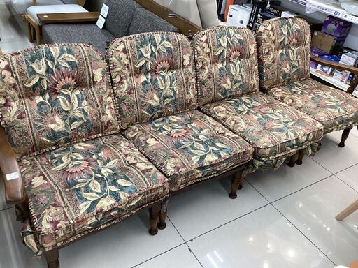 4人掛けソファー　飛騨産業　4分割セパレート　使用感有