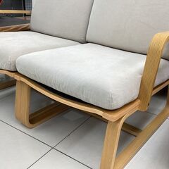 2人掛けソファー　無印良品　変色有　ファブリック　程度Bの画像