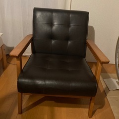 ［美品］ひとりがけ　レザーソファ　ブラックの画像