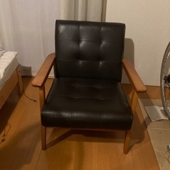 ［美品］ひとりがけ　レザーソファ　ブラック