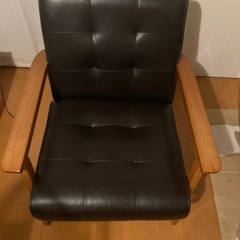 ［美品］ひとりがけ　レザーソファ　ブラックの画像