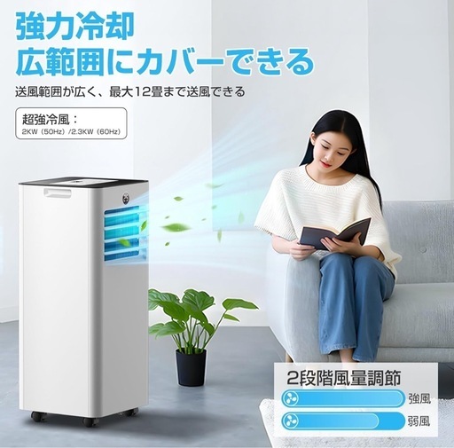 Sumeriy ポータブルエアコン スポットエアコン 2段階風量調節 送風 除湿 冷却 マイナスイオン発生機能 空気浄化 移動式エアコ
