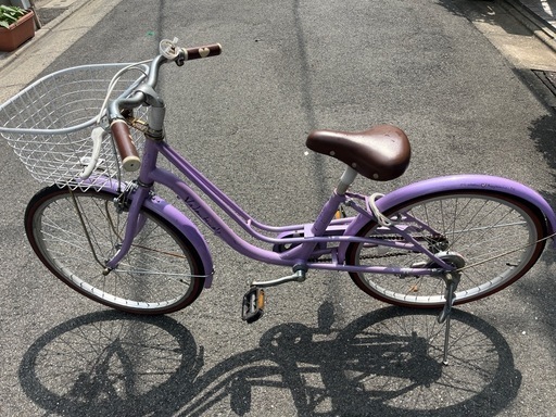 開店祝い 22インチ パープル 女の子 子供用自転車 (夕焼け) 西三荘の 自転車本体