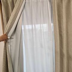 ニトリカーテン4枚セット ライトグレー遮光2枚・レース2枚 100×180の画像