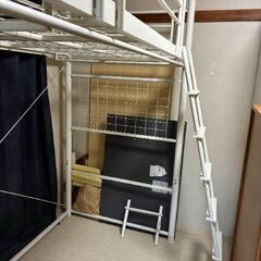 ニッセン高さが変えられる宮棚・コンセント付き太パイプロフトベッドの画像