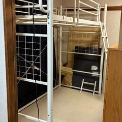 ニッセン高さが変えられる宮棚・コンセント付き太パイプロフトベッド