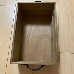 ウッドボックス レザー取手 おしゃれの画像