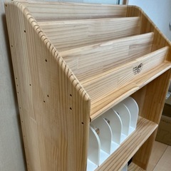 【美品】2段絵本棚　天然木　モンテッソーリ教育の画像