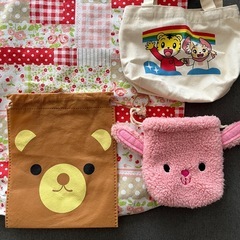 パッチワークトートバッグ アニマル 動物 巾着袋 ポーチ セット売り まとめ売りの画像
