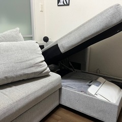 ニトリ　3人掛け　布張り　カウチソファの画像