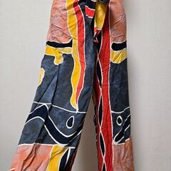 海外 ハワイ購入 レーヨンパンツ ヴィンテージ 古着 イージーパンツ ワイドの画像