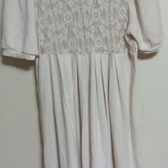 レディース　ロングカーディガン①　サイズ：M   半袖　ベージュ色の画像