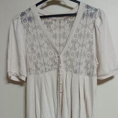 レディース　ロングカーディガン①　サイズ：M   半袖　ベージュ色
