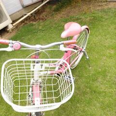子供用自転車ピンク系の画像