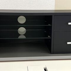 テレビ台　ローボード　棚　ガラス　ブラック/シルバー