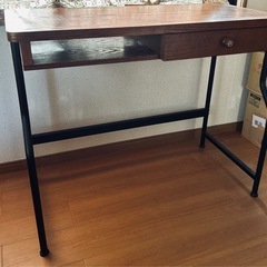 【お値下げしました！！！】PCデスク＆チェア　黒スチール×木目調の画像
