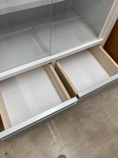 ?️大川家具?️2面食器棚?️日本製?️ガラス戸?️ホワイト