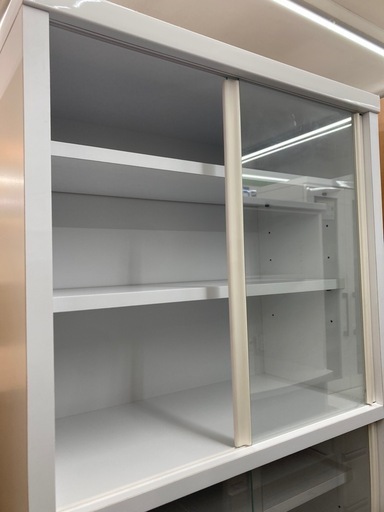 ?️大川家具?️2面食器棚?️日本製?️ガラス戸?️ホワイト