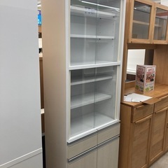 🍽️大川家具🍽️2面食器棚🍽️日本製🍽️ガラス戸🍽️ホワイト🍽️...
