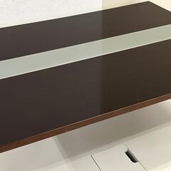 折りたたみ ローテーブル 中央ガラス 机 テーブルの画像