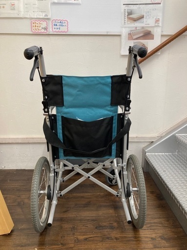 ★北九州、福岡市周辺配送可【カワムラサイクル】　介助用車椅子　STAYERシリーズ　SY16-40 ミント　ノーパンクタイヤ?自社配送