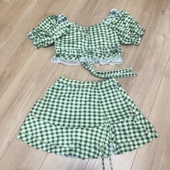 水着上下セット レディース M チェック柄の画像