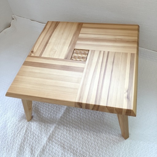 おしゃれな天然木ローテーブル】幅69×奥行69×高さ35cm (ちまき