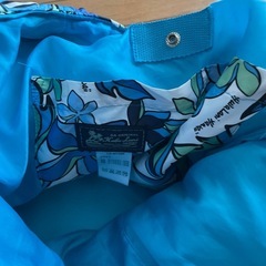 トートバッグ　花柄青色の画像