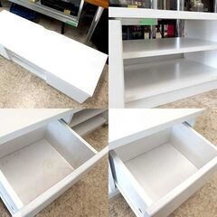 テレビボード 幅120cm ホワイト系 木目調 ローボード 引出し ☆ 札幌市北区屯田 の画像