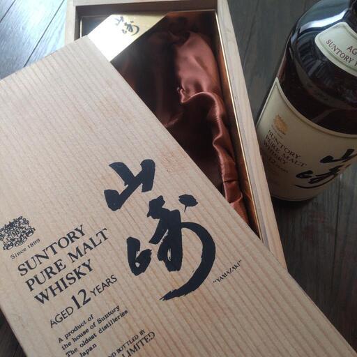 未開栓】山崎12年 サントリーピュアモルトウイスキー 木箱付き向