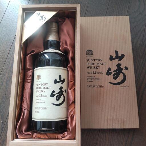 未開栓】山崎12年 サントリーピュアモルトウイスキー 木箱付き向