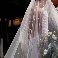 ウェディングベール マリアベール 3m ロングベール ホワイト 花嫁 前撮り　結婚式　ウエディング　ペールダウン　パールの画像