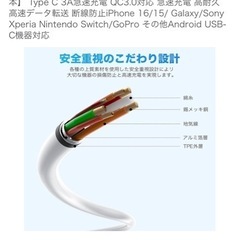Cardill usb c ケーブル タイプc ケーブル 【1m/2m 各2本】 Type C 3A急速充電 QC3.0対応 急速充電 高耐久 高速データ転送 断線防止iPhone 16/15/ Galaxy/Sony Xperia Nintendo Switch/GoPro その他Android USB-C機器対応の画像