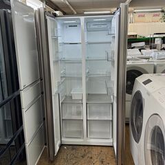 地域限定送料無料　超美品【 AQUA 】アクア 475L 4ドア 大型冷凍冷蔵庫 旬鮮野菜ルーム 大容量フリーザー タッチパネル AQR-SBS48Kの画像