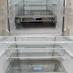 地域限定送料無料　美品【 TOSHIBA 】東芝 462L 6ドア 冷凍冷蔵庫 高湿度95％で野菜を新鮮に 自動製氷機 人気のダイヤモンドミラー GR-K460FWXの画像