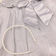 子どもドレス 120cmプリンセス風チュールドレス ブルー 小物付きの画像