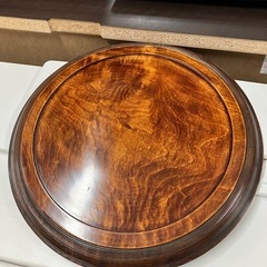 A2507-187 木彫りヒマワリ お盆 直径45cm 中古の画像