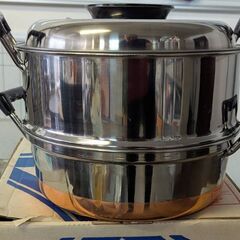 ☆調理器具　ステンレス二段蒸し器　２７ｃｍ　　未使用品　の画像
