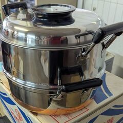 ☆調理器具　ステンレス二段蒸し器　２７ｃｍ　　未使用品　の画像
