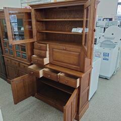 《月末限定！》ジモティー見た！で10%OFF【本棚】えぞ民芸家具 飾り棚 ライティングビューロー ナラ材 カントリーテイスト 和風 和家具 : ブラウンの画像