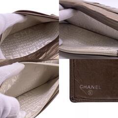 シャネル CHANEL 長財布 カンボン 二つ折り長財布 ココマーク メタリック A26717 ゴールドの画像