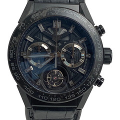 タグホイヤー TAG HEUER 腕時計 カレラ トゥールビヨン クロノグラフ ホイヤー 02T カーボン ファントム 限定500本 自動巻き カーボン チタニウム CAR5A8P ブラックの画像