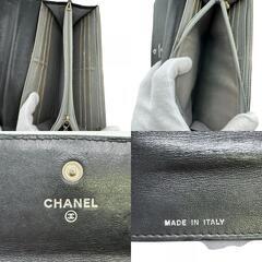 シャネル CHANEL 長財布 カメリア ココマーク 二つ折り長財布 フラップ A82283 ブラックの画像