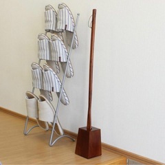 靴べら ロング スタンド セット 75cm 木製 うるし ナチュラル くつべら　うるしの画像