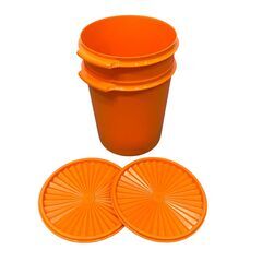 25C300_ジ3 Tupperware タッパーウエア 保存容器 マキシデコレーター 5.5L 2個セット 蓋つき 現状品 中古の画像