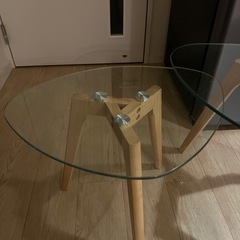 【7月末まで】 クリアテーブル ガラス　レトロ モダン 
コーヒーテーブル テーブル　の画像