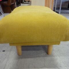 木製脚 ファブリック オットマン 幅84cm イエロー系 スツール 札幌市東区 新道東店の画像