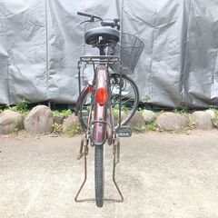 26インチ 鍵付き ライト付き 自転車 シティーサイクル ワイン